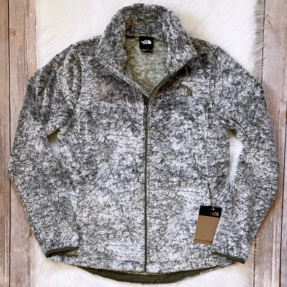 The North Face Women’s Seasonal Osito Full Zip Jacket Burnt Olive Green Marble